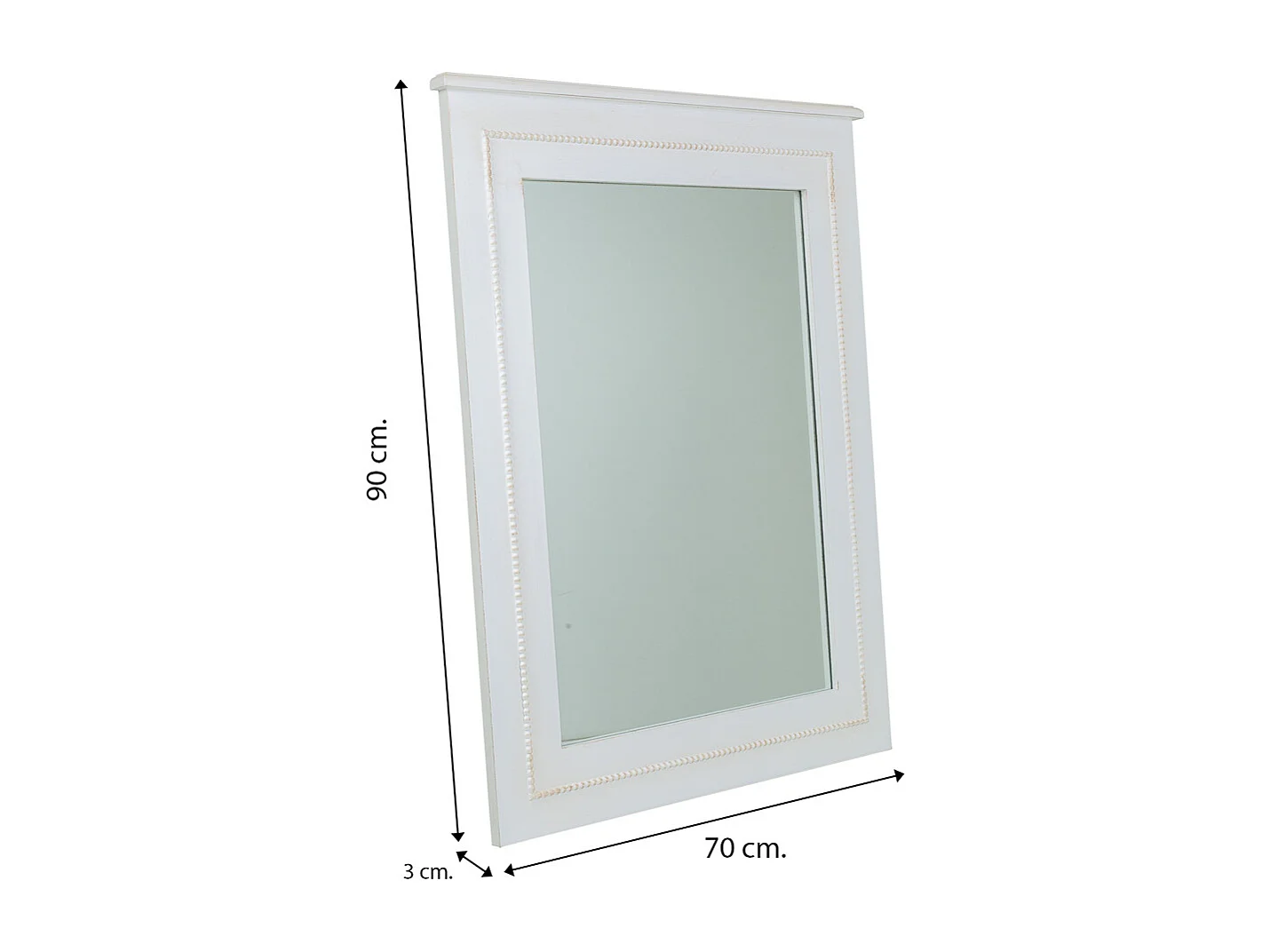 Miroir en bois laqué blanc 70x3x90h