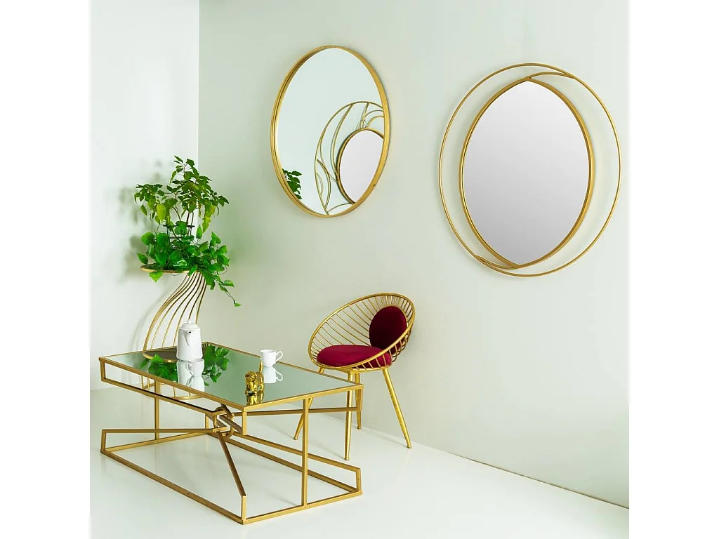 Espejo de pared dorado d86,5x3