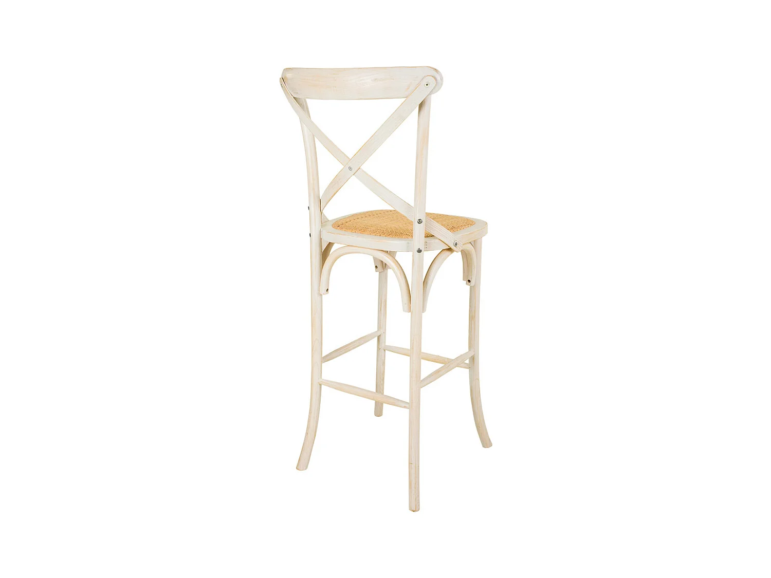 Holzhocker und weißer Rattansitz 45x53x75/116h cm