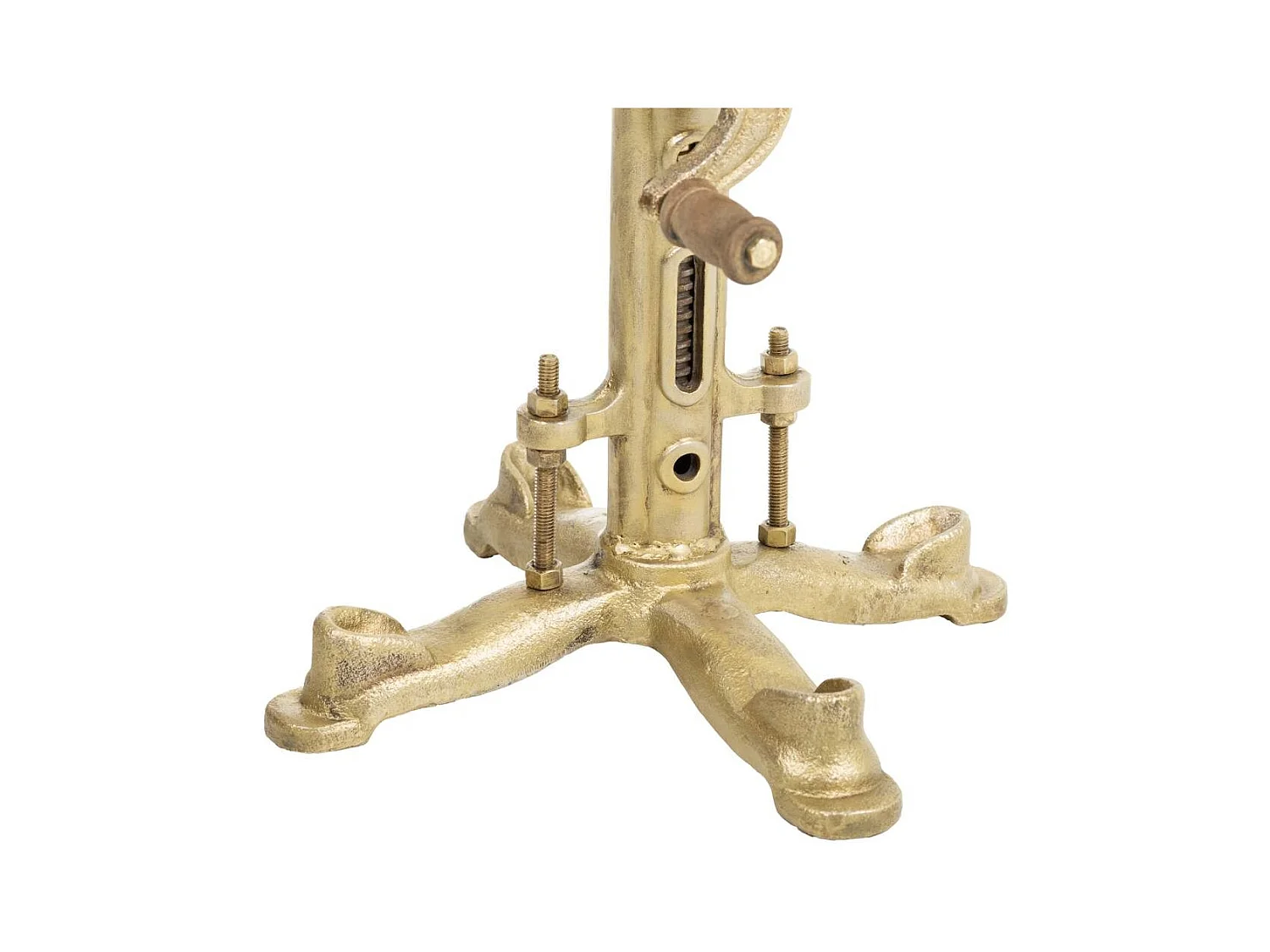 Sgabello in metallo e pelle marrone 38x38x56h