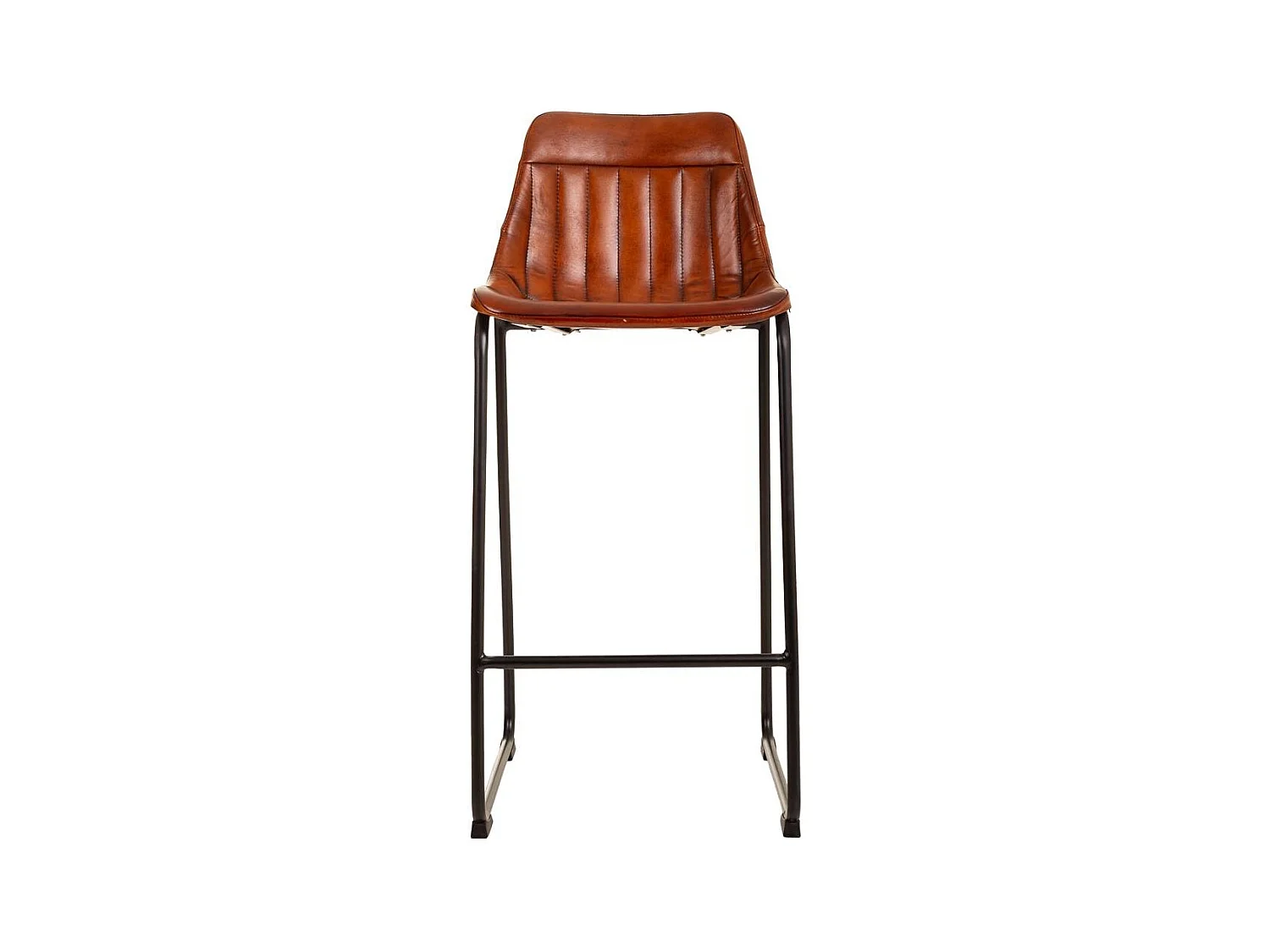 Sgabello in metallo e pelle marrone 46x50x106h