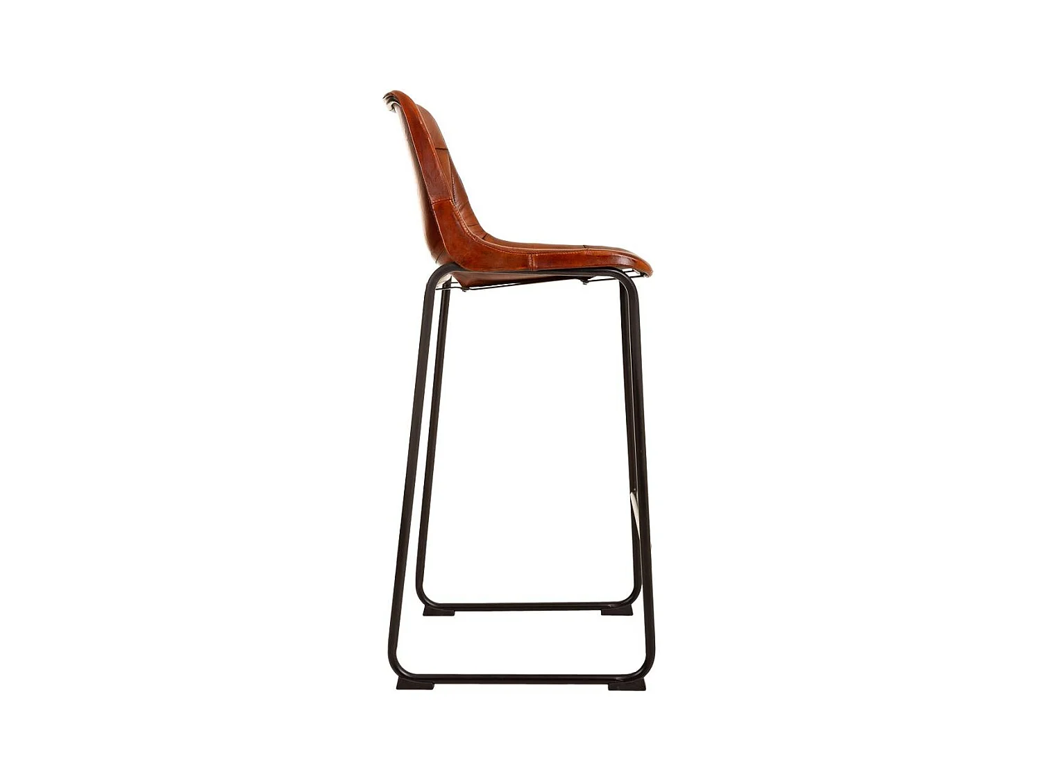 Sgabello in metallo e pelle marrone 46x50x106h