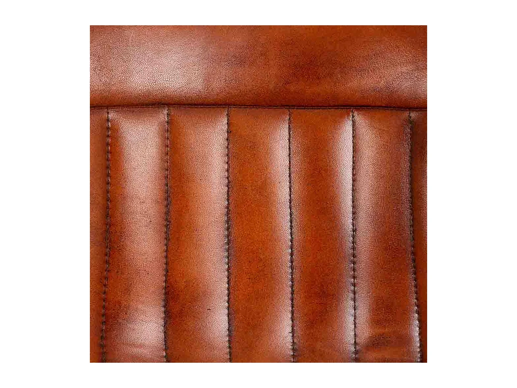 Sgabello in metallo e pelle marrone 46x50x106h