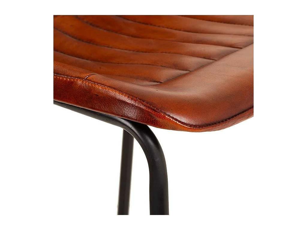 Sgabello in metallo e pelle marrone 46x50x106h