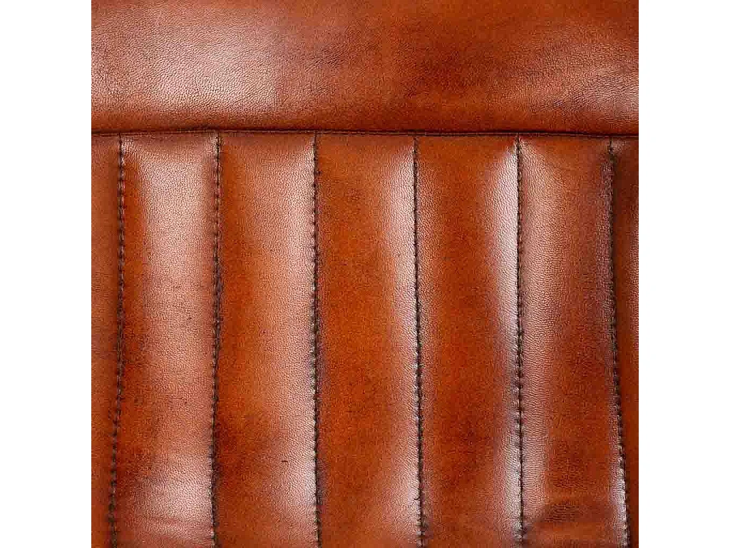 Taburete de metal y piel marrón 46x50x106