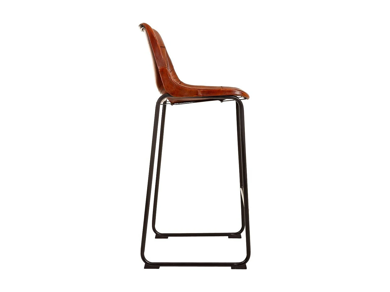 Taburete de metal y piel marrón 46x50x106