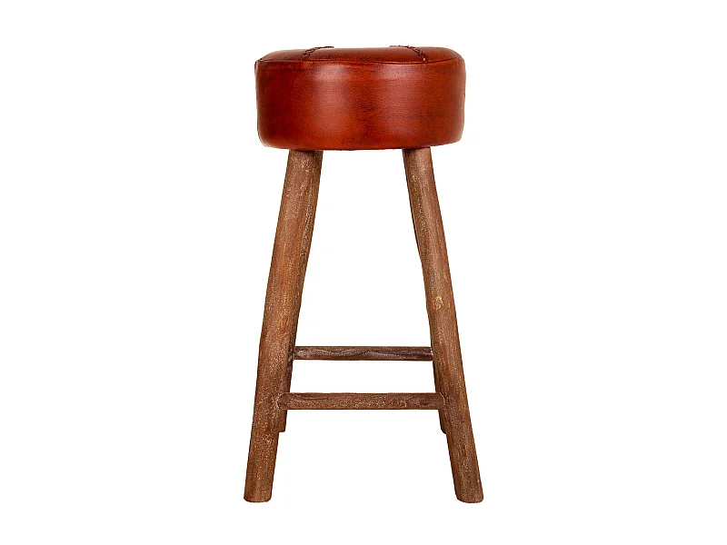 Roter Lederhocker 41x41x78h cm