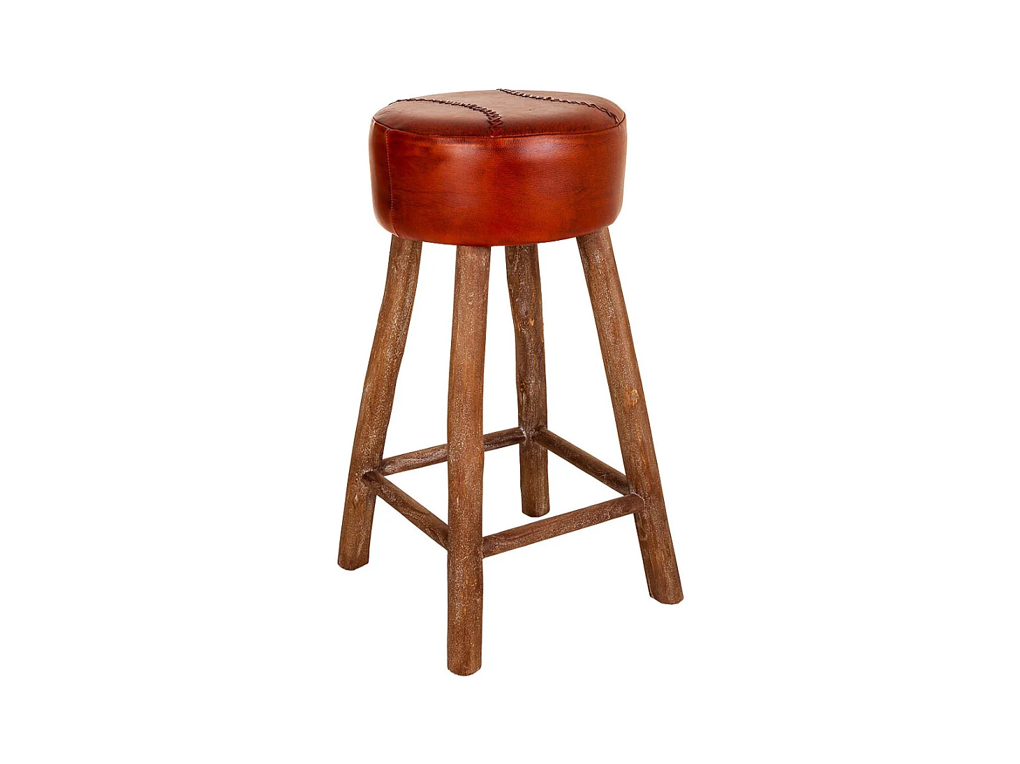 Roter Lederhocker 41x41x78h cm