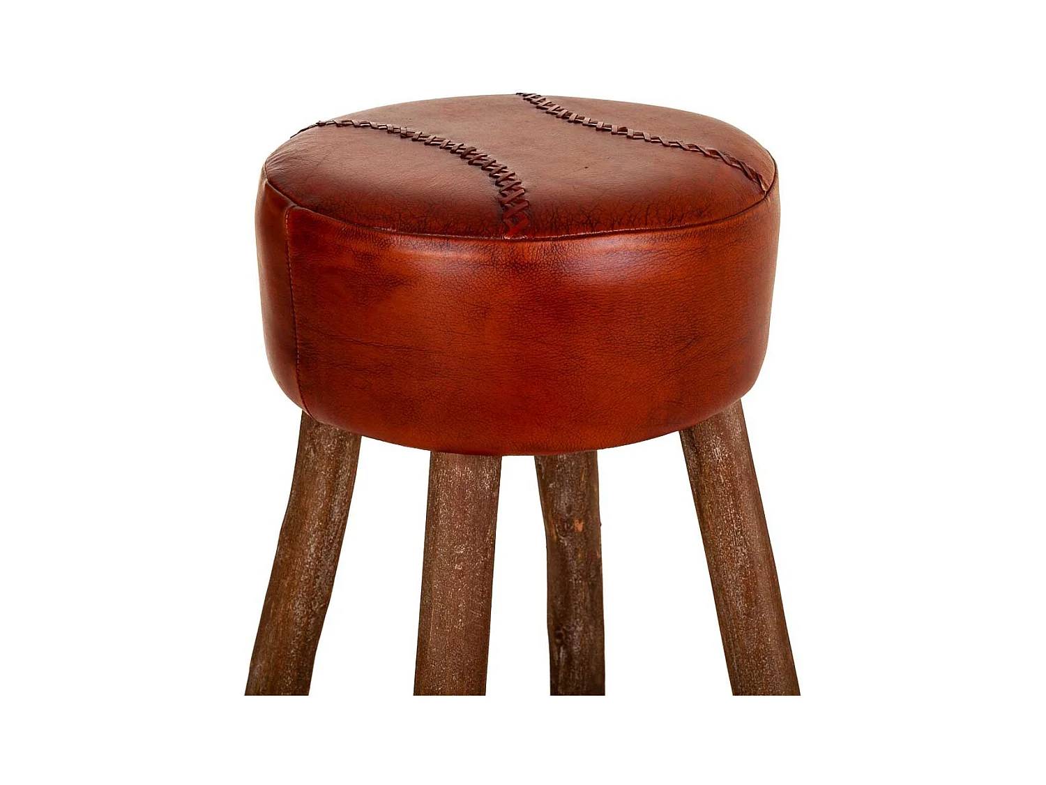 Roter Lederhocker 41x41x78h cm