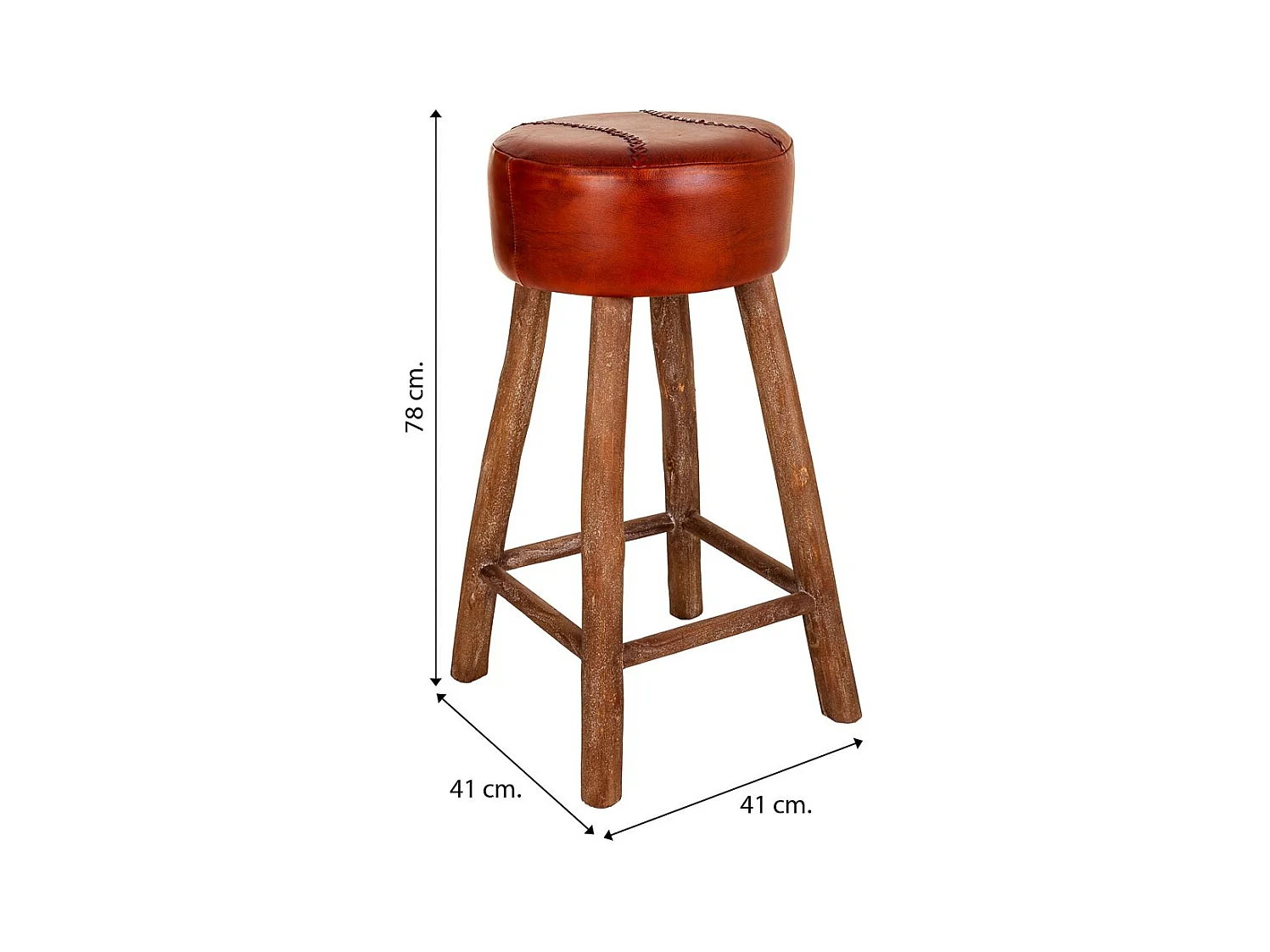 Roter Lederhocker 41x41x78h cm