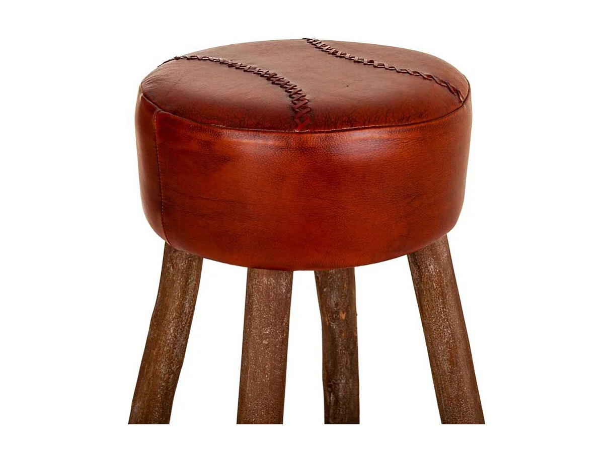 Tabouret en cuir rouge 41x41x78h