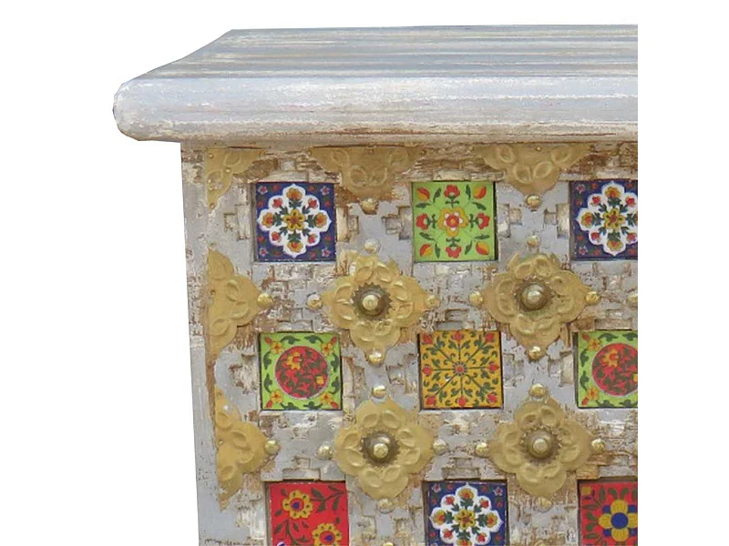 Baú de madeira azul 80x40x45h cm