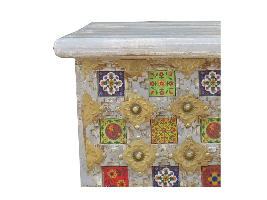 Baú de madeira azul 80x40x45h cm