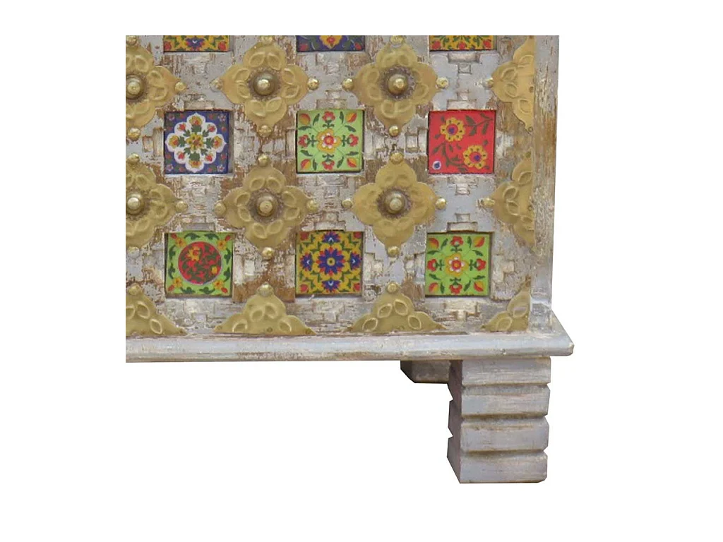 Baú de madeira azul 80x40x45h cm