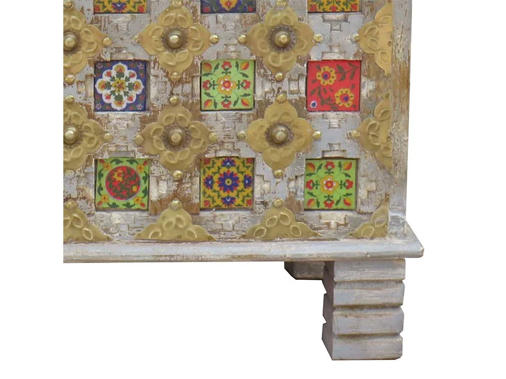 Baú de madeira azul 80x40x45h cm