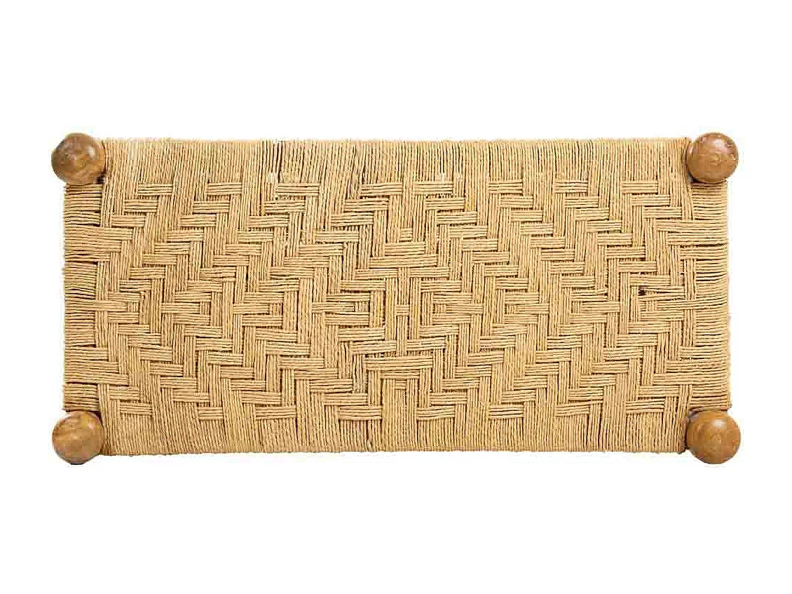 Banc en bois et corde marron 90x44x35