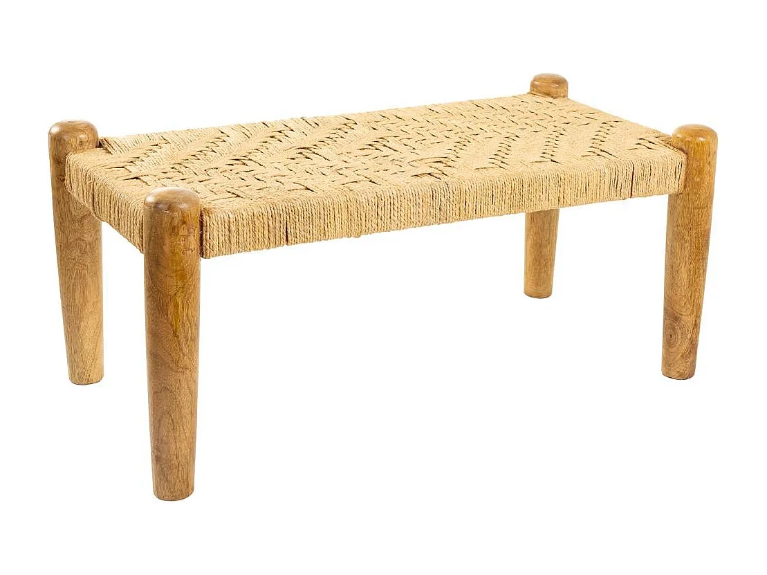 Banc en bois et corde marron 90x44x35