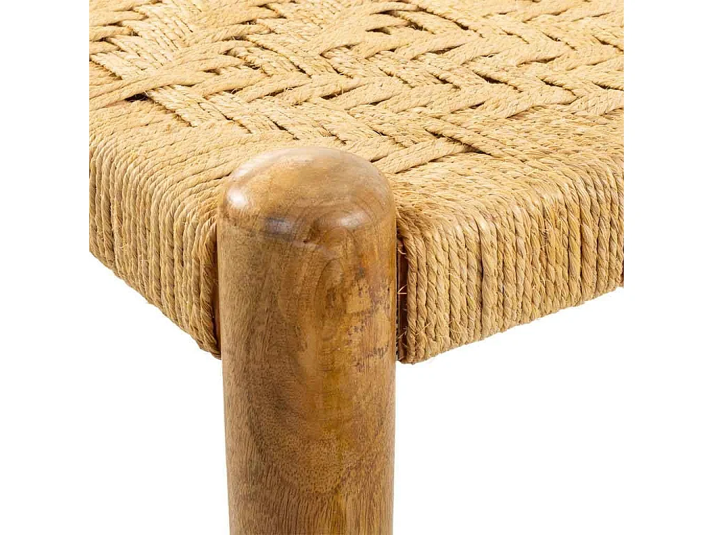 Banc en bois et corde marron 90x44x35