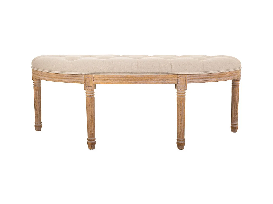 Banc antique en bois couleur crème 125x45x48