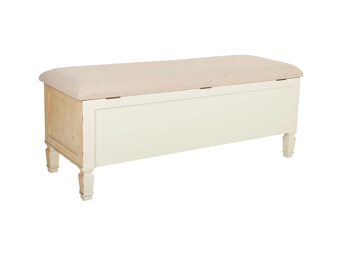 Banco bege de madeira e acolchoado 120x43x48