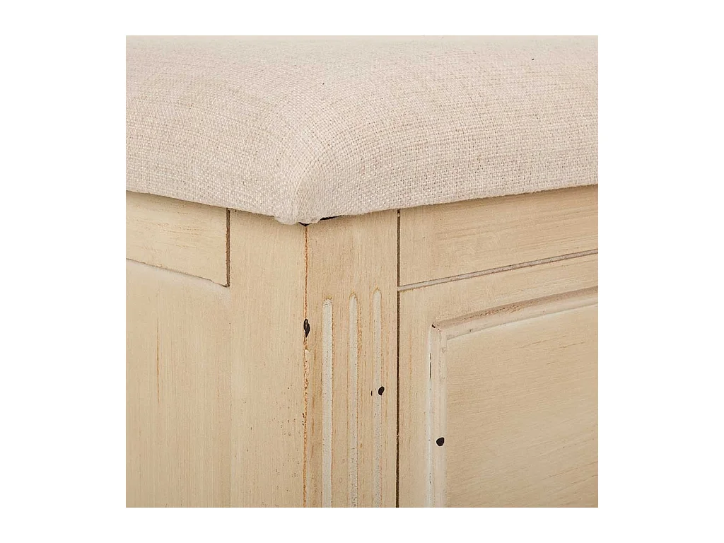 Banco bege de madeira e acolchoado 120x43x48