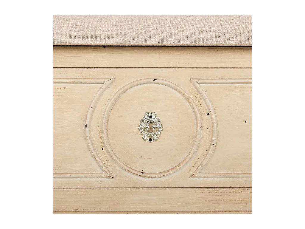 Banco bege de madeira e acolchoado 120x43x48