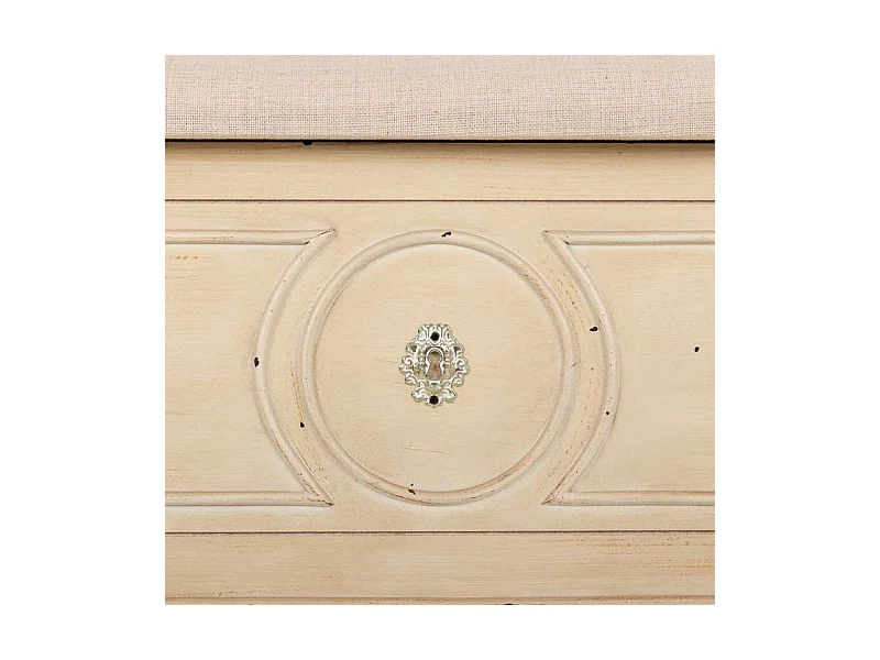 Banco bege de madeira e acolchoado 120x43x48