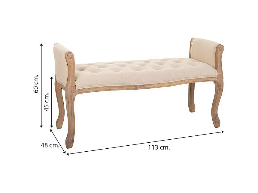 Banc en bois crème 113x48x45/60