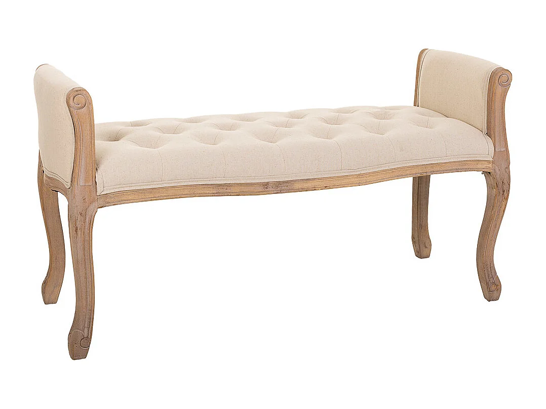 Cremefarbene Holzbank 113x48x45/60h cm