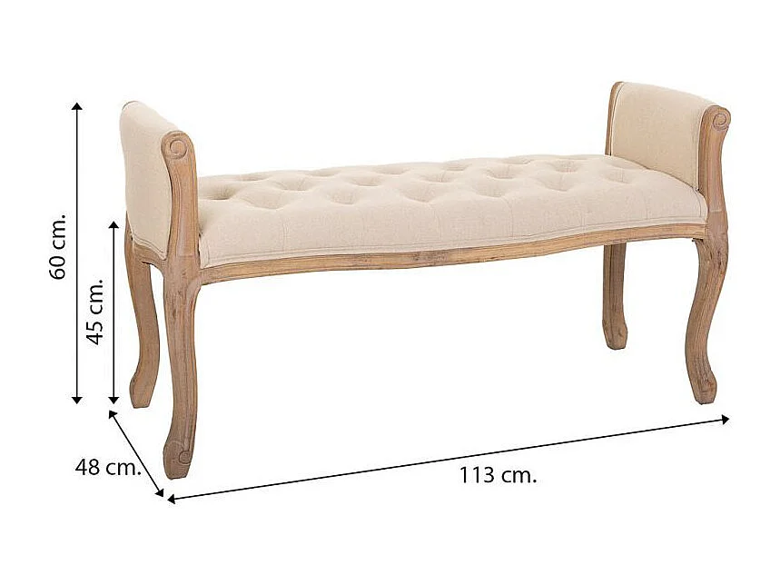 Cremefarbene Holzbank 113x48x45/60h cm