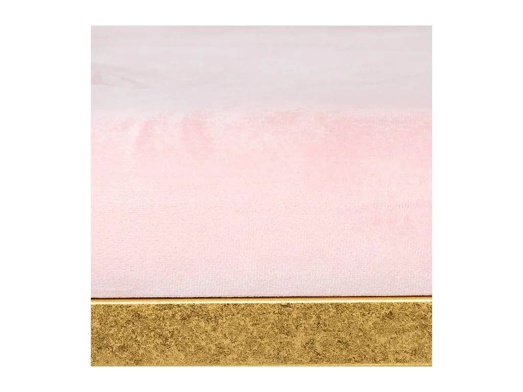 Banco em veludo rosa e metal dourado 112,5x49x53