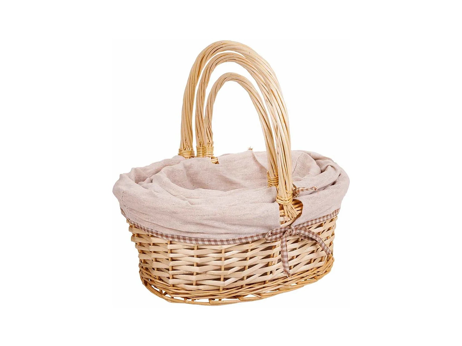 Set mit 3 weiß gefütterten Weidenkörben