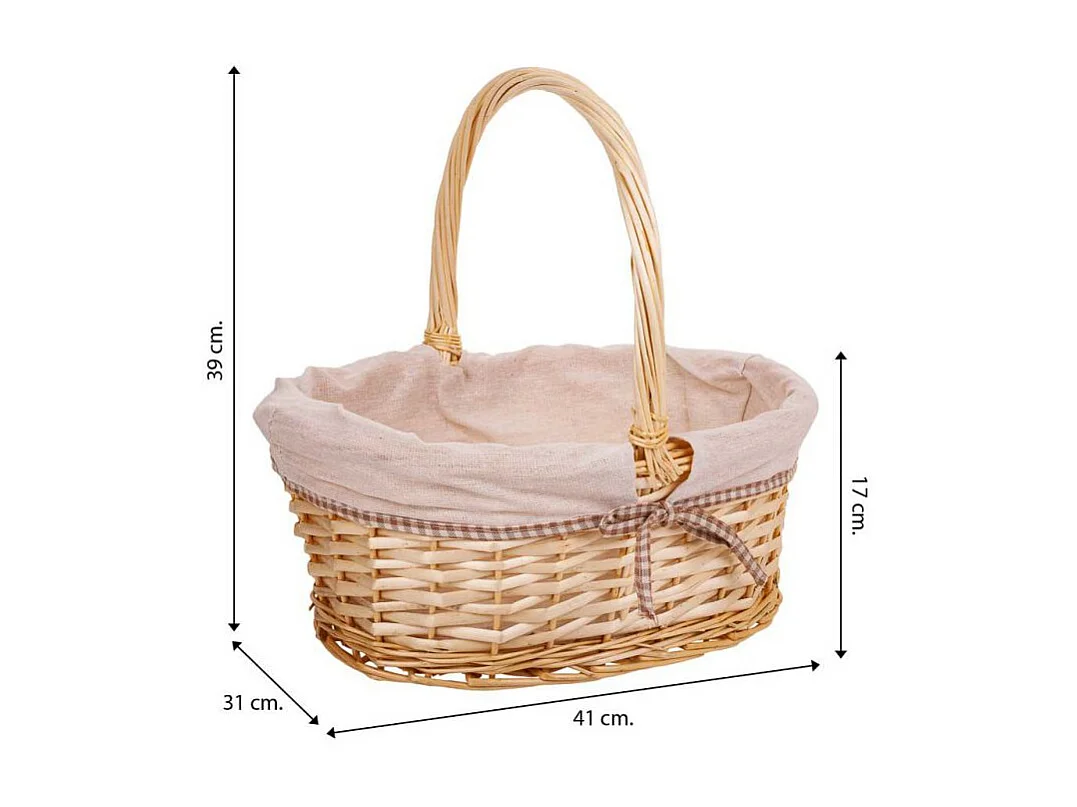 Set mit 3 weiß gefütterten Weidenkörben