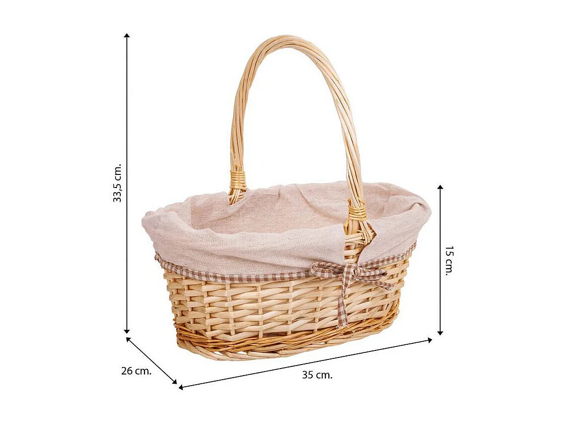 Set mit 3 weiß gefütterten Weidenkörben