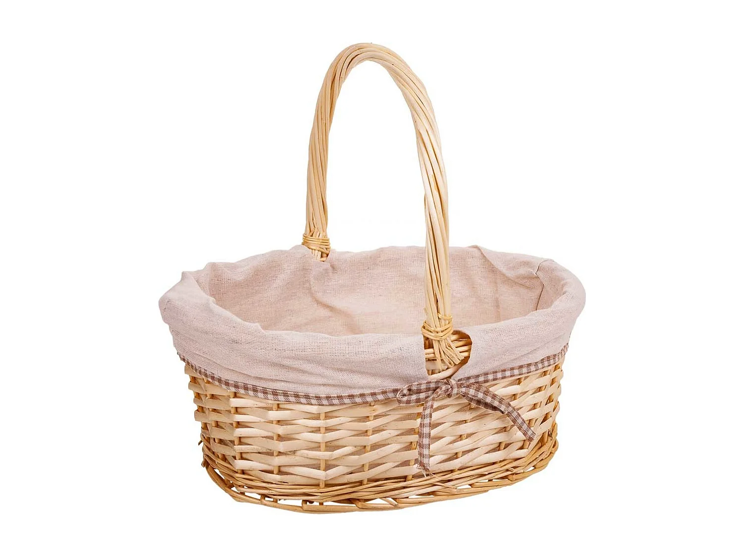 Set di 3 cestini in vimini foderati di bianco