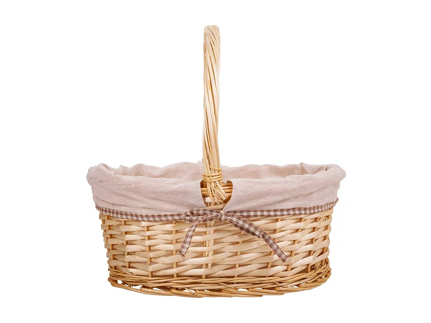 Set di 3 cestini in vimini foderati di bianco