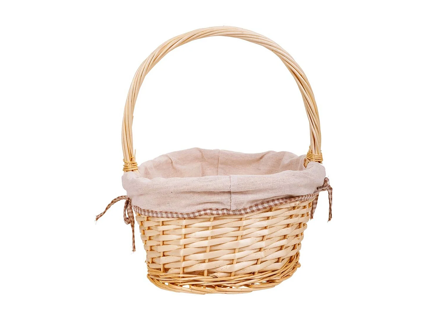 Set di 3 cestini in vimini foderati di bianco