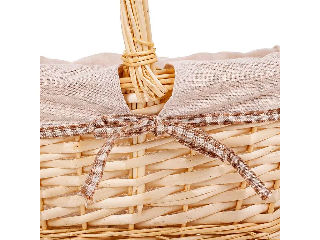 Set di 3 cestini in vimini foderati di bianco