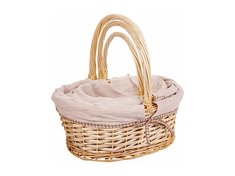 Set 3 cestos de mimbre forrados blancos