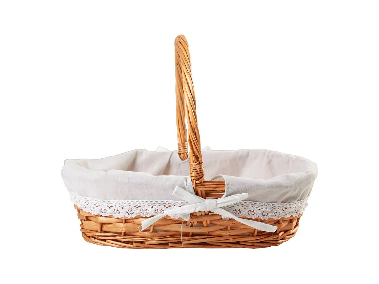 Brauner, natürlicher Weidenkorb mit Innenfutter, 38 x 25 x 28 cm