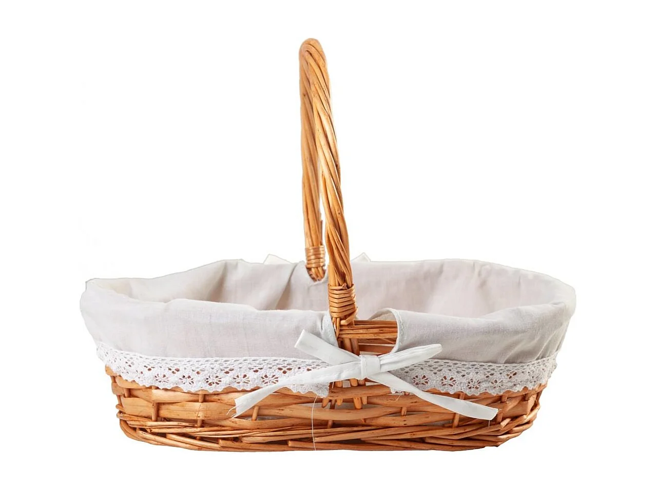 Panier en osier naturel marron doublé 38x25x28h