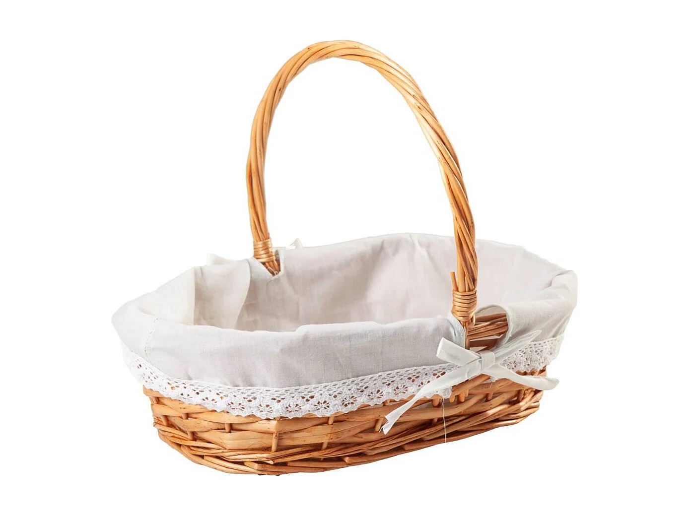 Panier en osier naturel marron doublé 38x25x28h