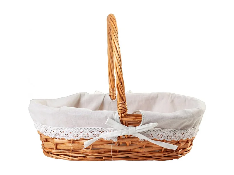 Cesto de vime natural castanho forrado 38x25x28