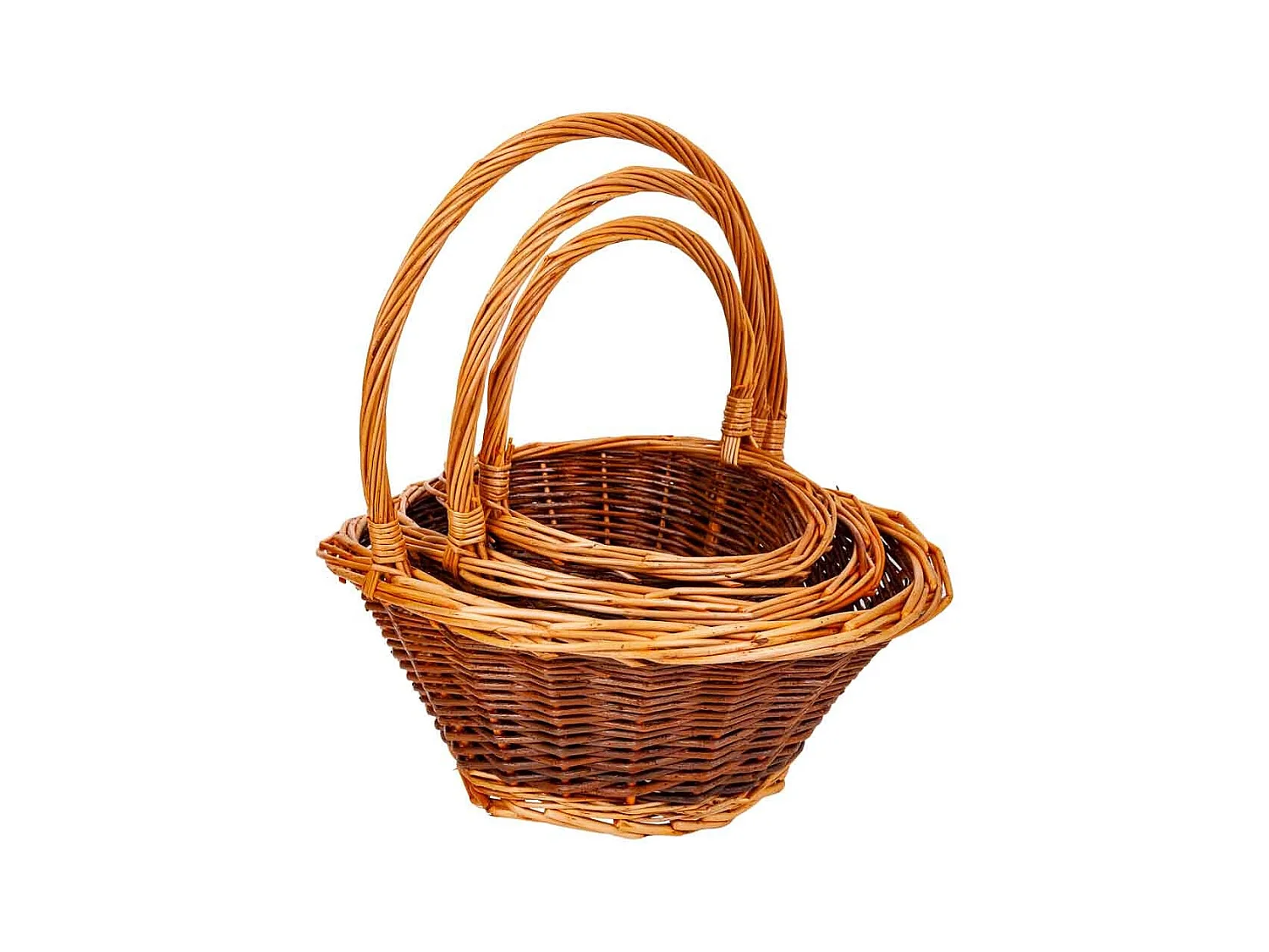 Conjunto de 3 cestos em vime castanho