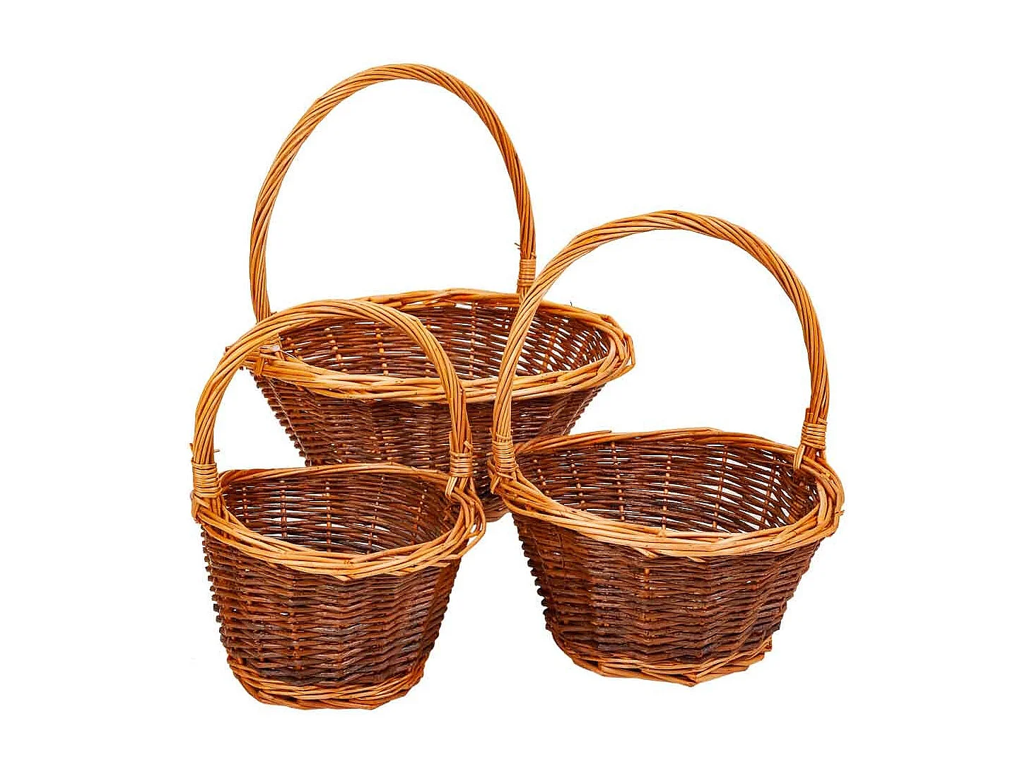 Conjunto de 3 cestos em vime castanho