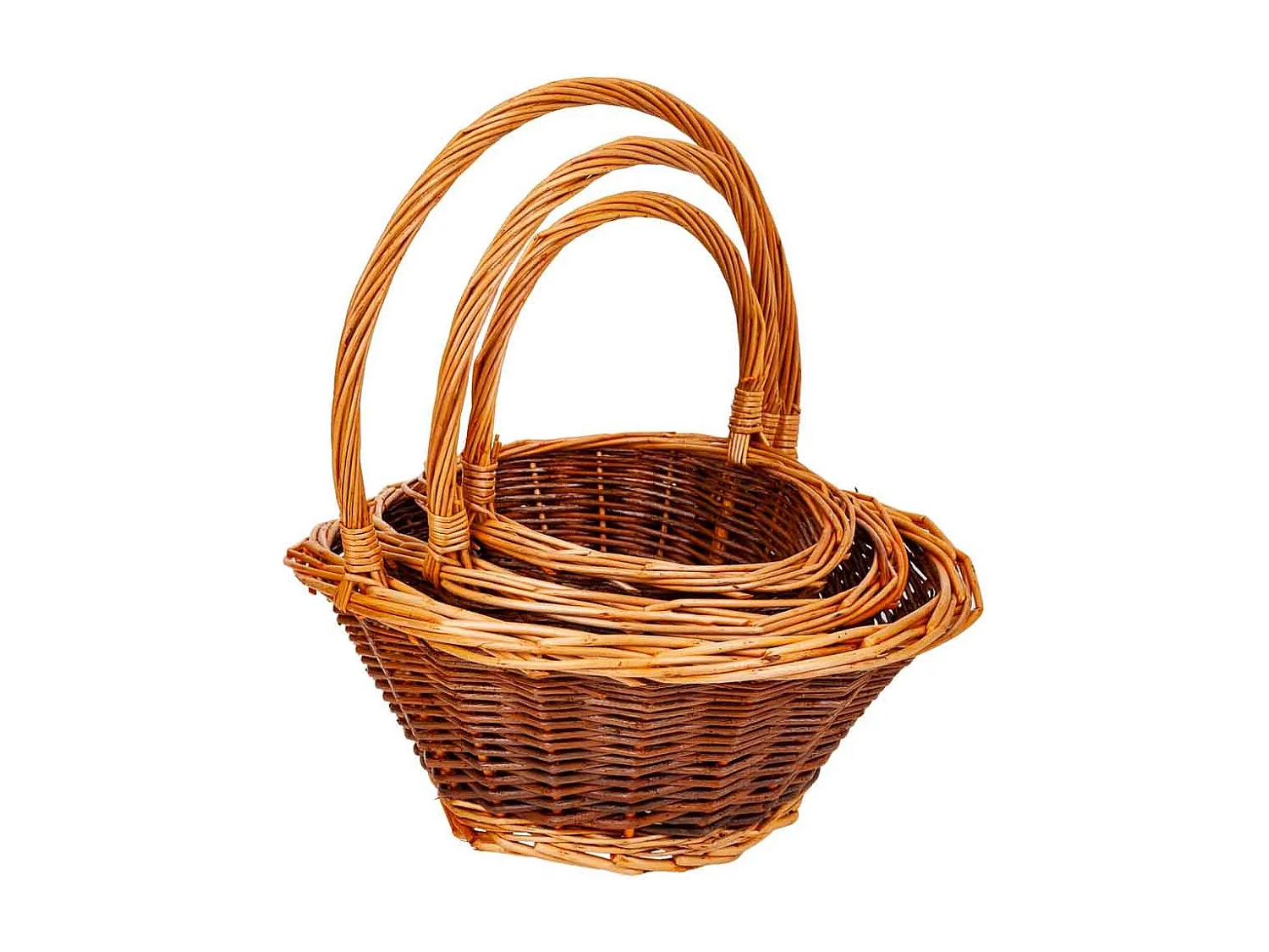 Conjunto de 3 cestos em vime castanho