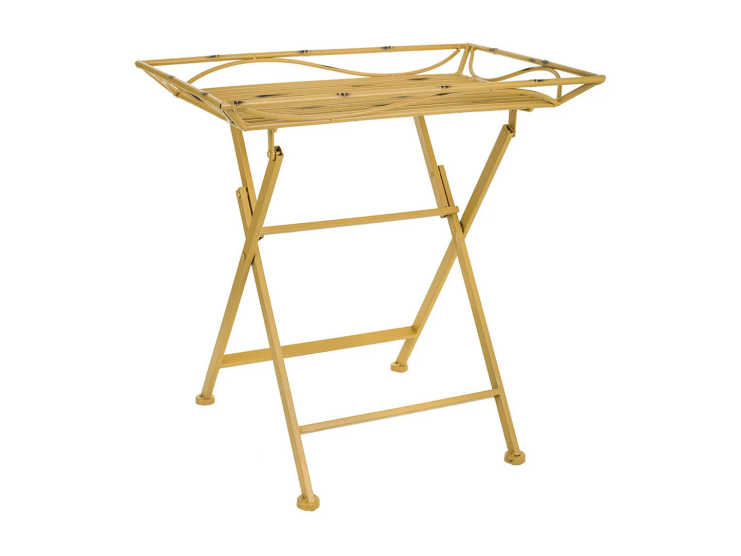 Table d'appoint en métal jaune 60x40x58h