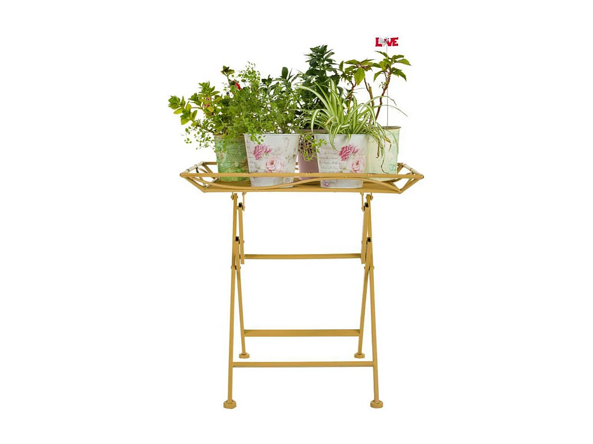 Table d'appoint en métal jaune 60x40x58h