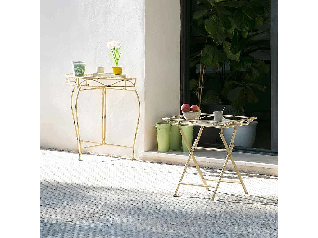 Mesa lateral de metal amarelo 60x40x58