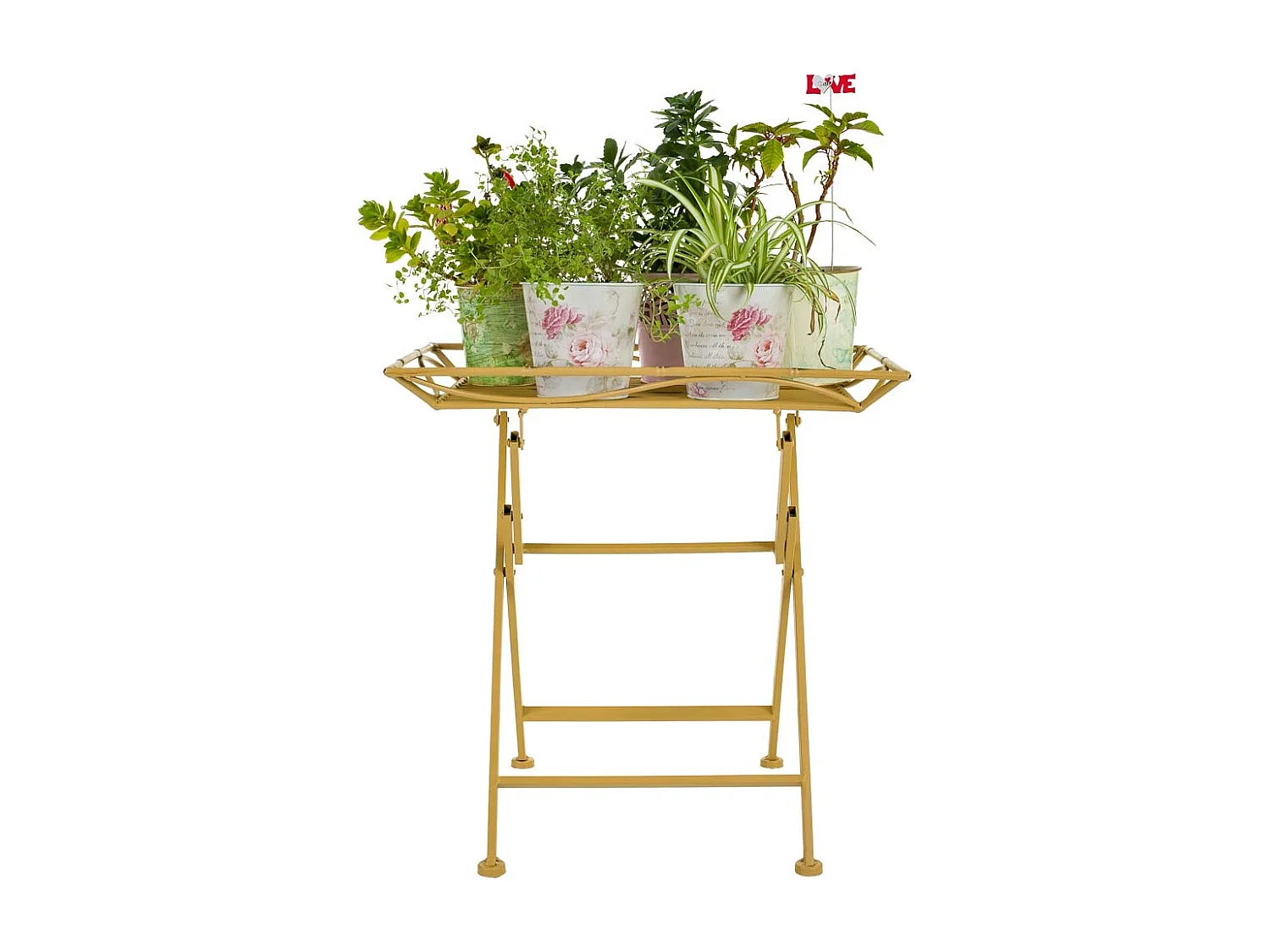 Tavolino in metallo giallo 60x40x58h